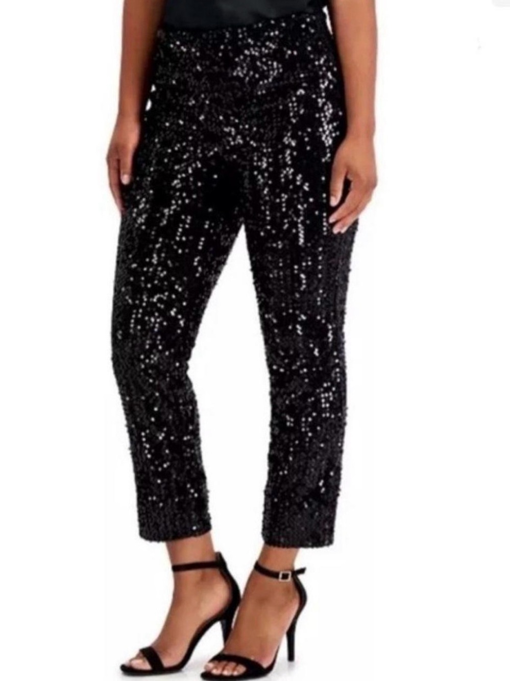 Chico's Black Sequin Cropped Ankle Pants